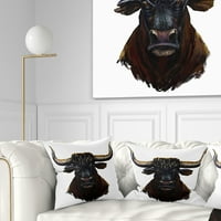 Designart Furious Bull Illustration Art - Animal Throw párna - 16x16