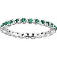 Ezüst Létrehozott Smaragd Gyűrű