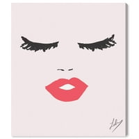 A Wynwood Studio Fashion and Glam Wall Art vászon nyomtatványok 'Fashionista arc' Portrék - rózsaszín, piros