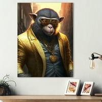 Designart Monkey Gangster a NYC II Canvas Wall Art -ban