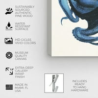 Wynwood Studio Sautical és Coastal Wall Art vászon nyomatok 'Polpo Blu' Marine Life - Kék, Fehér