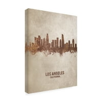 Védjegy Szépművészet 'Los Angeles California Rust Skyline' vászon művészete, Michael Tompsett