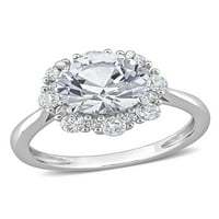 4- Carat T.G.W. Létrehozott fehér zafír 10KT fehérarany klaszter eljegyzési gyűrű