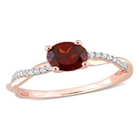 1- Carat T.G.W. Garnet és Carat T.W. Gyémánt 14KT rózsa arany crossover eljegyzési gyűrű