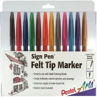 Pentel Arts Sign Pen Fiber-Végű Toll, Válogatott Tinta 12-Pk Box