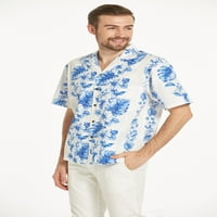 Made in Hawaii férfi Hawaii ing Aloha ing vonal hibiszkusz virágos kék