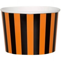 9oz narancssárga és fekete csíkos halloween papír fagylalt csészék, 8 kt