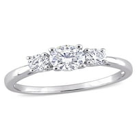 Carat T.G.W. Moissanite sterling ezüst háromköves eljegyzési gyűrű