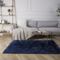 Phantoscope Deluxe Soft Fau Sheepskin szőrme kollekció dekoratív lakberendezés modern terület szőnyeg, kék