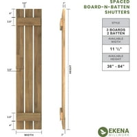 Ekena Millwork 1 2 W 32 H Americraft Három tábla külső, valódi fa távolságra helyezett tábla-N-Batten redőnyök, borsvörös