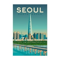 Szöul Dél -Korea Minimal Skyline 16 20 Keret nélküli Wall Art Print