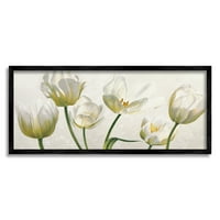 Stupell Industries Puha White Blooming Tulip szirmok virág részletek Festmények fekete keretes művészet nyomtatott fali művészet,