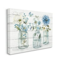 Kék ország edénycsokrok Botanikus és virágos grafikus galéria csomagolt vászon nyomtatott fal művészet