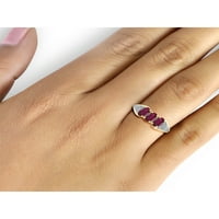 JewelersClub Ruby Ring Birthstone ékszerek - 1. Karát rubin 14K aranyozott ezüst gyűrűs ékszerek fehér gyémánt akcentussal -