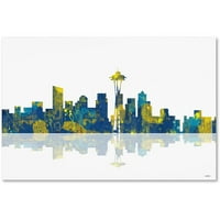 Védjegy Képzőművészet Seattle Washington Skyline vászon művészete: Marlene Watson
