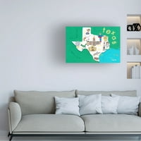 Carla Daly 'Illustrated State Maps Texas' Canvas Art