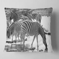 A zebra fekete -fehér zebra -design -állomány - afrikai dobó párna - 18x18