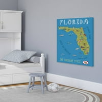 Marmont Hill Blue Florida térkép, Carla Daly Canvas Wall Art