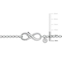 Miabella női ezüstgömb link nyaklánc w Infinity kapocs - 20 gyöngyös lánc, rétegelés, egymásra rakható
