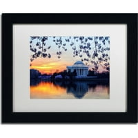 Védjegy Szépművészet Jefferson Memorial Sunrise Cateyes, White Matte, fekete keret vászonművészete