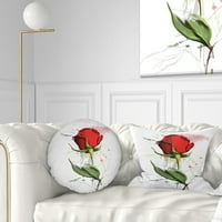 Designart Red Rose kézzel rajzolt illusztráció - virágos párna - 12x20