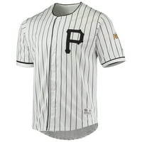 Férfi igazi rajta fehér fekete Pittsburgh Pirates Pinstripe Jersey