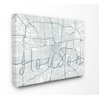 Stupell Industries Houston Modern City Map szürke szótervezés vászon fali művészet, Daphne Polselli