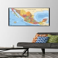 Térkép-Mexikói fali poszter Tolócsapokkal, 22.375 34