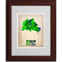 Védjegy Szépművészet Berlin akvarell térkép Matted keretes művészet, Naxart, Wood Frame