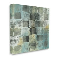 Stupell Industries Checker Block minta absztrakció a Blue Green Canvas Wall Art, 48, Joyce Combs tervezése