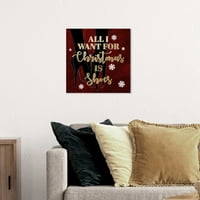 Wynwood Studio Fashion and Glam Wall Canvas Art Print 'Christmas Coine' cipő - piros, arany