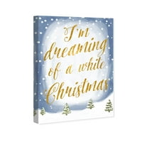 Wynwood Studio Holiday és szezonális fali művészet vászon nyomtatványok „Fehér karácsonyi” ünnepek - arany, kék