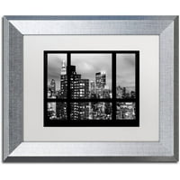 Védjegy Képzőművészet Ablak nézet Manhattan BW Canvas Art készítette: Philippe Hugonnard, White Matte, ezüst keret