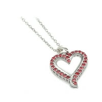 Ezüst ezüst valódi rubin nyitott szív medál nyaklánc