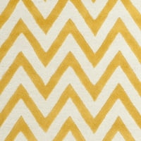 Cambridge Kaitlyn Zig Zag Stripes Gyapjú Terület Szőnyeg, Arany Elefántcsont, 9' 12'