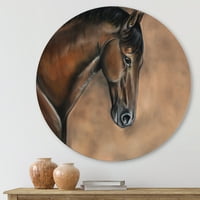 Designart „A Brown Bay Horse carmhouse Circle Metal Wall Art - a 11 -es lemez - a 11 -es lemez -