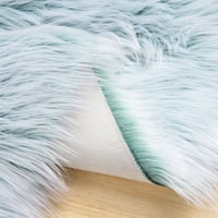 Deluxe Ultra Soft Fau Sheepskin szőrme sorozat bolyhos dekoratív beltéri beltéri szőnyeg, lábak kerek, türkquióz és fehér, csomag