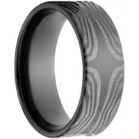 Lapos fekete cirkónium gyűrű lézeres Mokume mintával