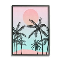 Stupell Industries trópusi napkelte Sunset Beach Pálmafák Sziluett kollázs 20, Nina Blue tervezése