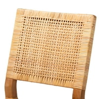 Bali & Pari Lesia Modern Boho Natural Rattan és Walnut Brown kész fa 2 darabos étkezőszék