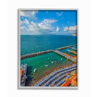 Stupell Industries Beach Life esernyő óceán tájfotó szürke keretes művészeti nyomtatási fal művészet, 16x20