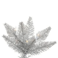 Vickerman 6.5 ' ezüst talmi fenyő vékony mesterséges karácsonyfa, meleg fehér Dura-lit LED lámpák