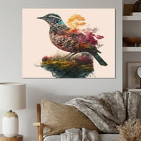 Designart egy madár kettős expozíciója a természet tájával II vászon fali művészet