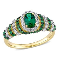 A Miabella nők által létrehozott smaragd és zafír sárga arany flash bevont ezüst halo gyűrű