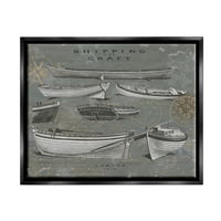Stupell szállítás és kézműves különféle hajók diagram szállítás festés fekete úszó keretes művészeti nyomtatási fal művészet