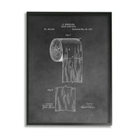 Stupell Industries Vintage WC -papír szabadalmi ábra Distressed Grey, 14, tervezés: Daniel Sproul