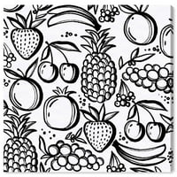 Wynwood Studio nyomatok tintával gyümölcs minta élelmiszer és konyha gyümölcs Wall Art vászon nyomtatás Fekete 30x30