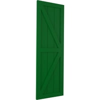 Ekena Millwork 18 W 70 H True Fit PVC Két egyenlő panel parasztház rögzített redőnyök w z-bar, viridian zöld
