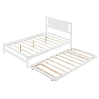 Aukfa teljes méretű platform ágy fúróval - szilárd fa ágykeret gyerekeknek vendégek hálószobájának - fehér