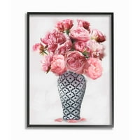 Stupell Industries Elegáns rózsaszín bazsarózsa virágcsokor váza keretezett fali művészet, Ziwei Li, 16 20